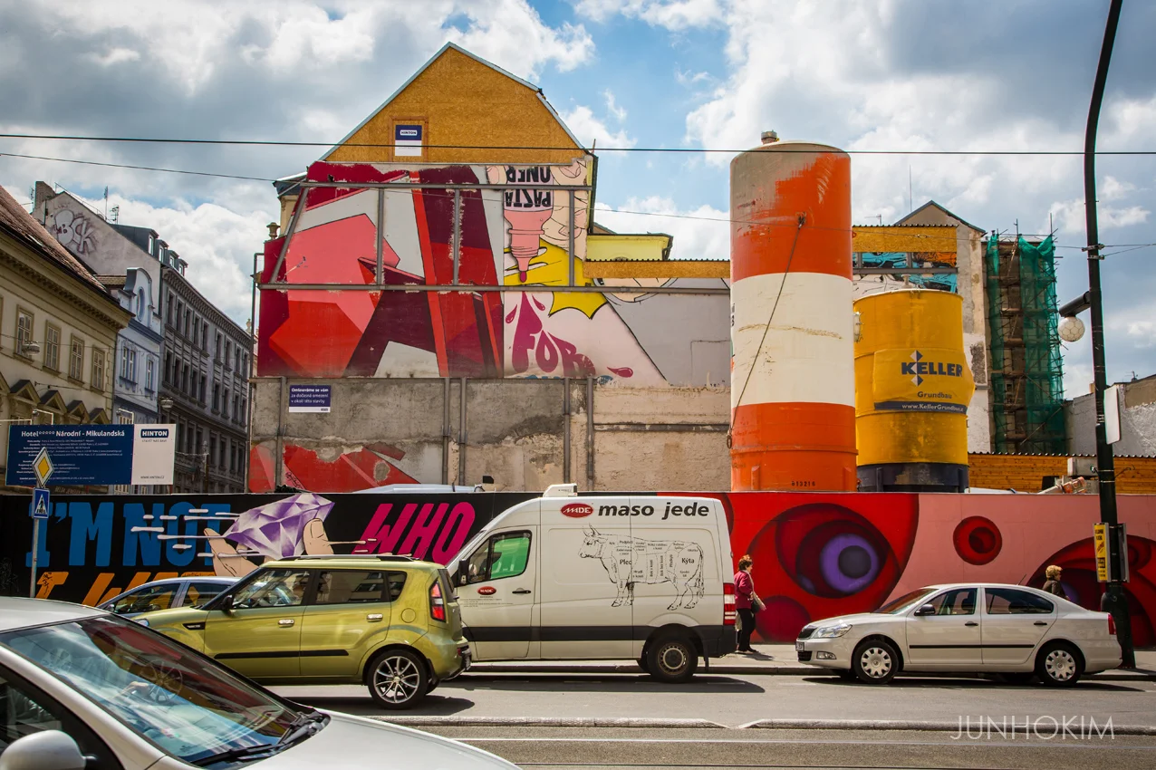 Murals and blue sky