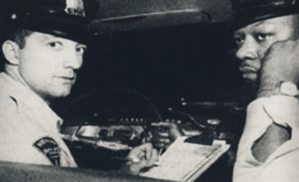 A 1953 of David Toma with his partner, Bobbie Cottle on patrol in Newark, Nj