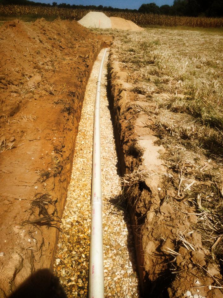 Drain field with pipe | Shore Quality Contracting, LLC