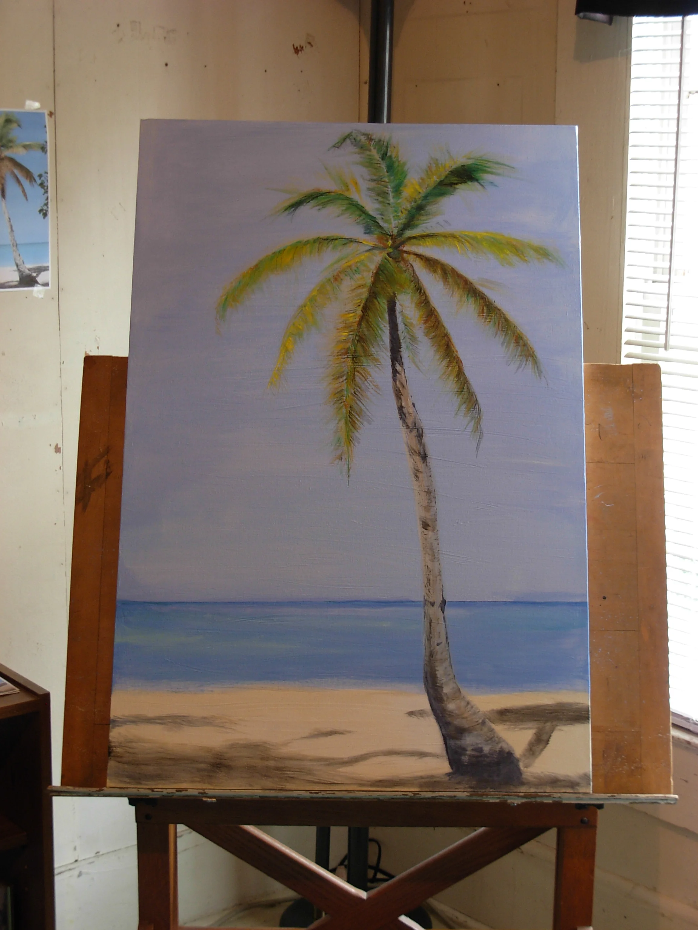 Put color to palm leaves and trunk