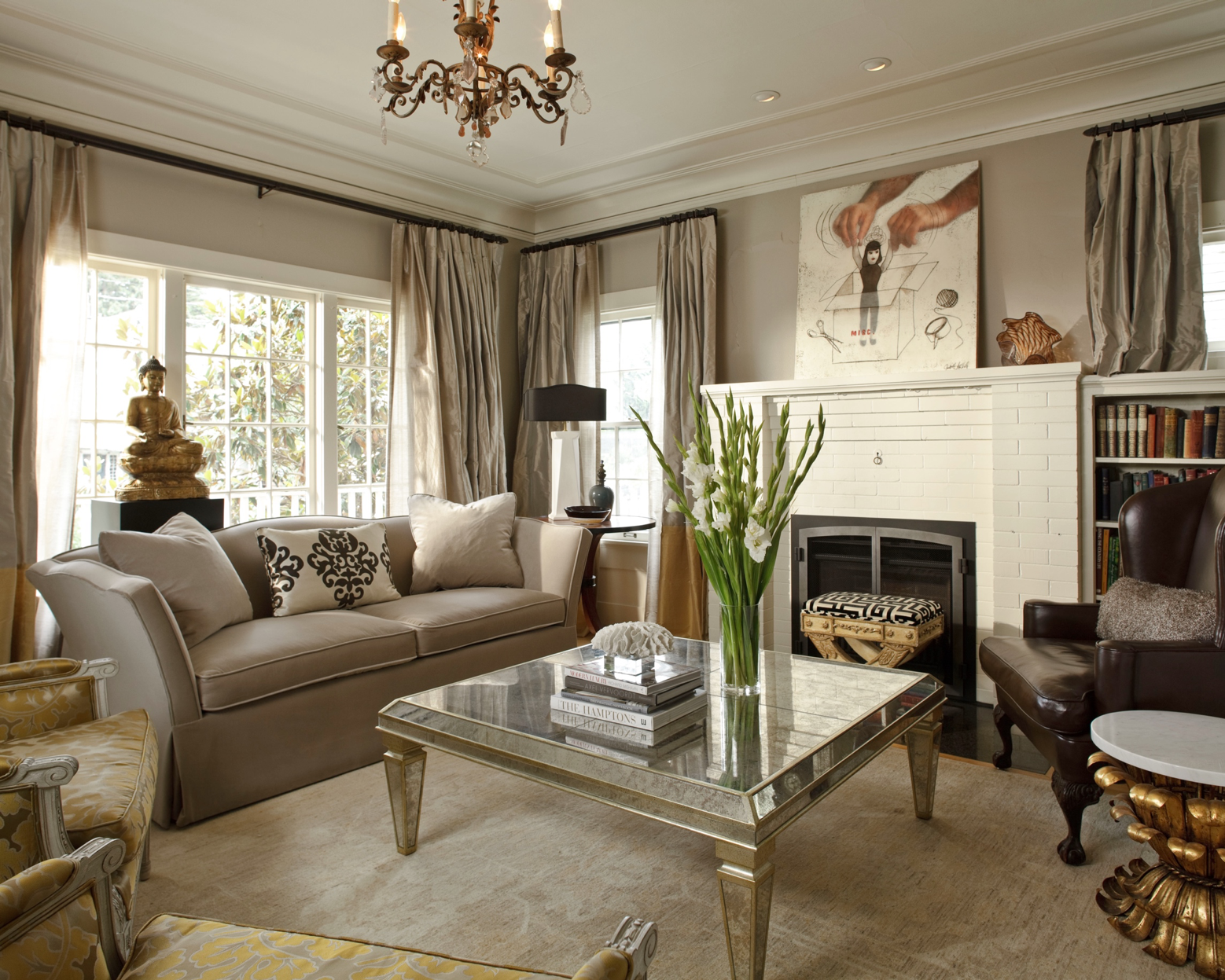 Living Room in Platinum Grey by Hyde Evans Design Photo by William Wright
