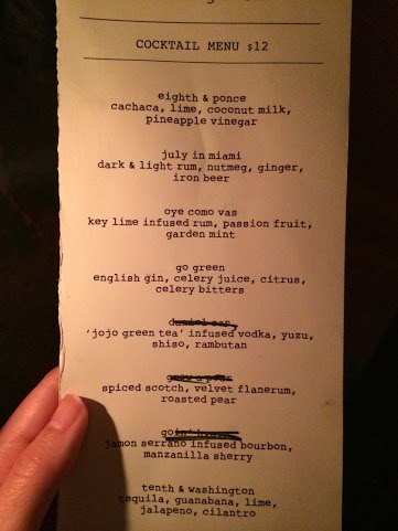 Cocktail Menu at Drinking Room