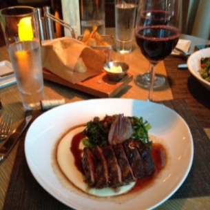 Creekstone Farms Butcher's Filet, Fire Roasted Broccolini, Pepperoncini and Raisin Salsa, Sweet Onion Butter