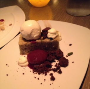 Black Cherry Bubble, Pistachio Pound Cake, Vanilla Bean Ice Cream