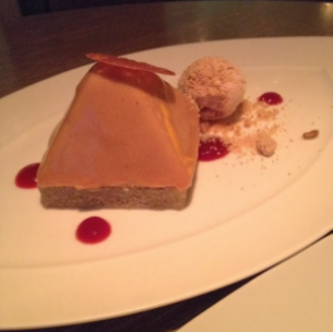 Peanut Butter Mousse, Strawberry Gelee, Banana Financier