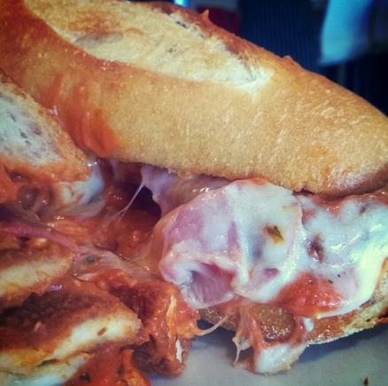 Chicken & vodka sauce hero, Marie's Deli, Chatham NJ | Photo Credit: Ozersky.TV