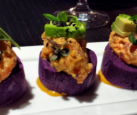 Purple potato "sushi" cakes from Toro Toro D.C. | Photo Credit: Instagram, pamelaspunch