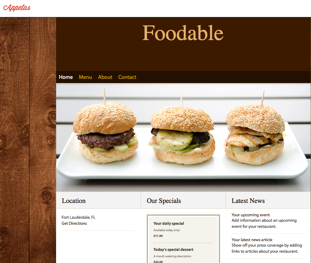 An Appetas sample site . | Foodable WebTV Network