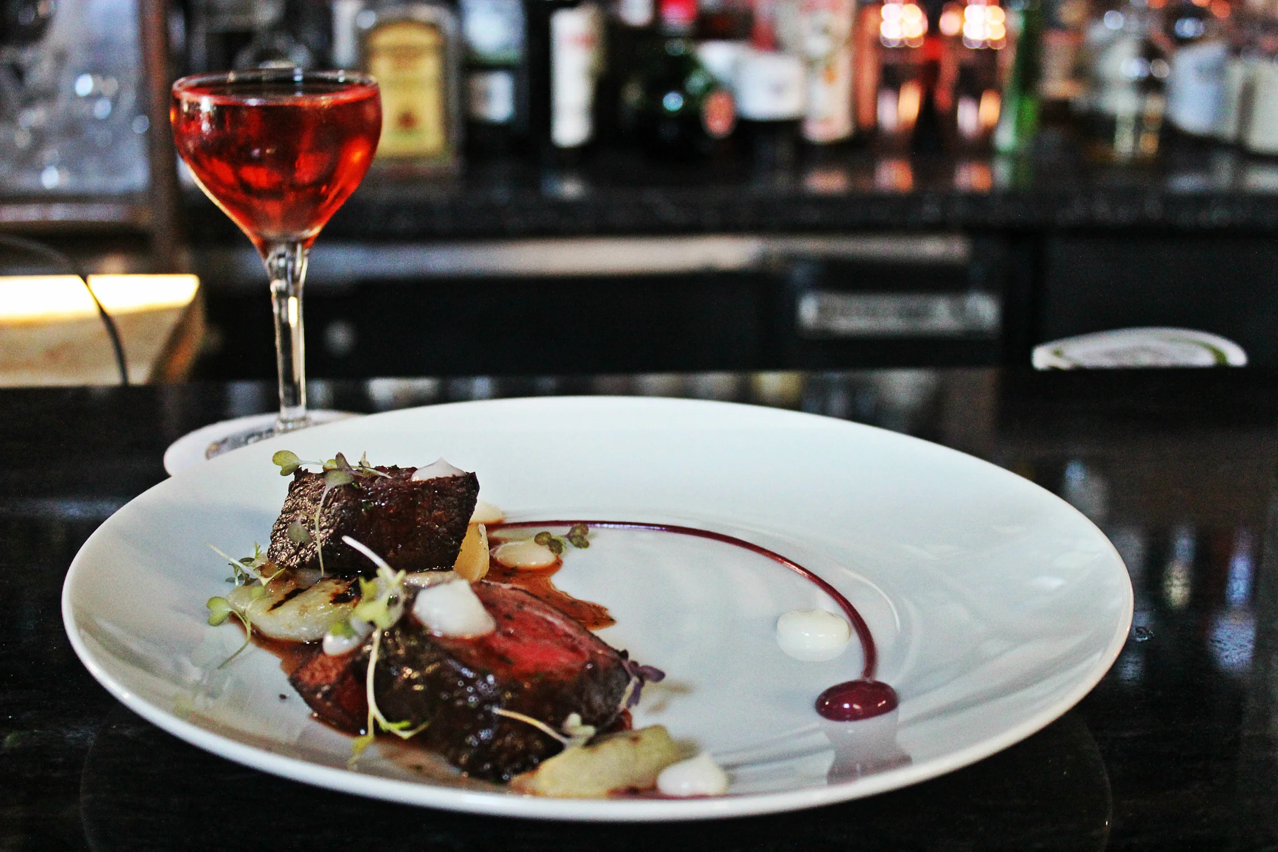 Wagyu Sirloin paired with a Mezcal Cocktail at Spur Gastropub in Seattle | Foodable WebTV Network