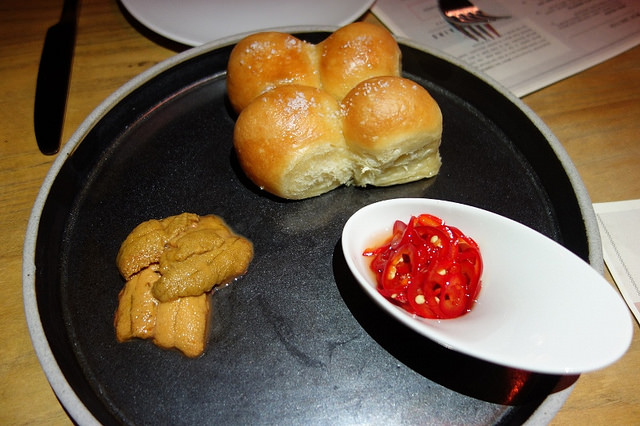 Parker House Rolls with Santa Barbara Sea Urchin, Chiles, Local Honey | Foodable Network