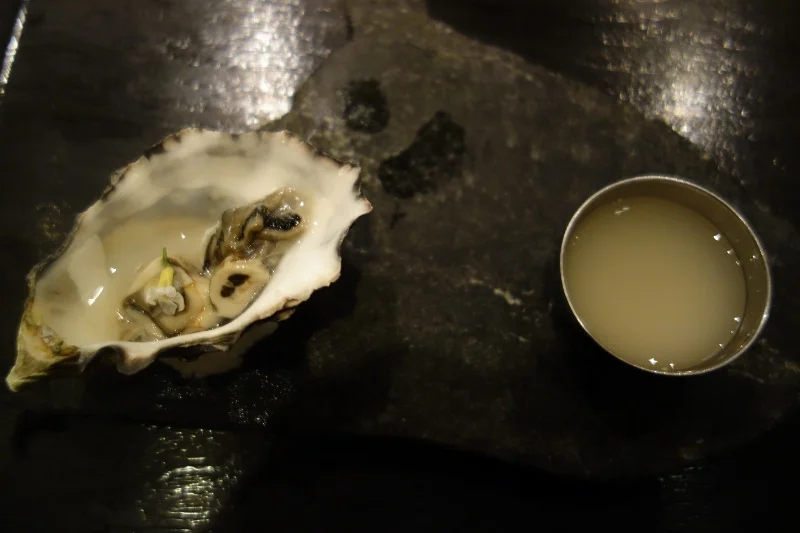 Fanny Bay Oyster and Yuzu Omoi at n/naka | FOODABLE WEBTV NETWORK