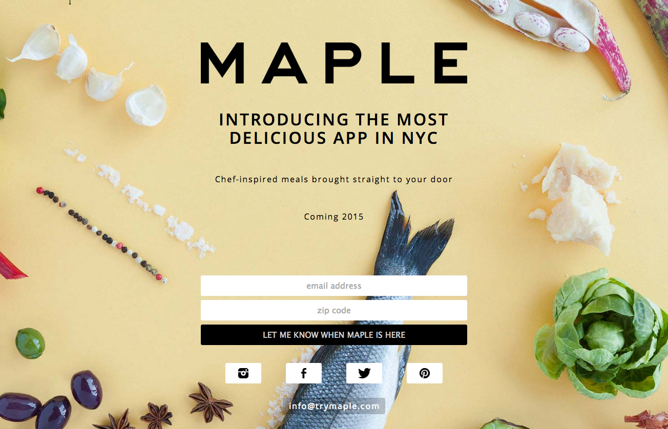 Screenshot of the upcoming app, Maple's website 