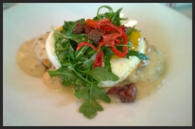 Biscuits with duck gravy & eggs at Boulevardier | YELP, Trinh T. 