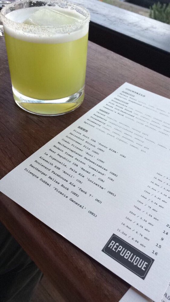 Celery Cocktail at Republique | Yelp, Diana J.