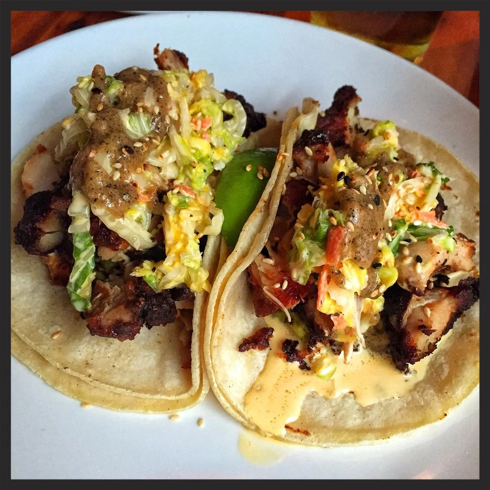 Shojiko tacos: mochiko chicken, yuzu slaw, aoli and guacamole at Shojo | Credit: Yelp, Sarah A.
