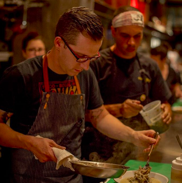 The chef doing his thing at Mabel Gray | Credit: Instagram, @joevaughn