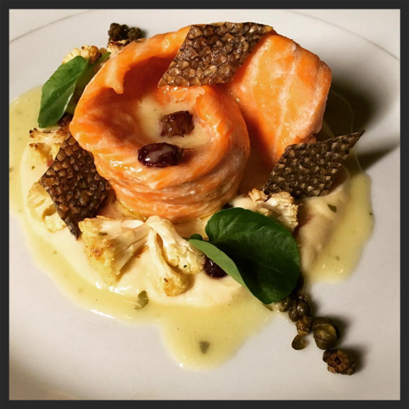 Olive oil poached trout at Antietam | Instagram @antietamdetroit