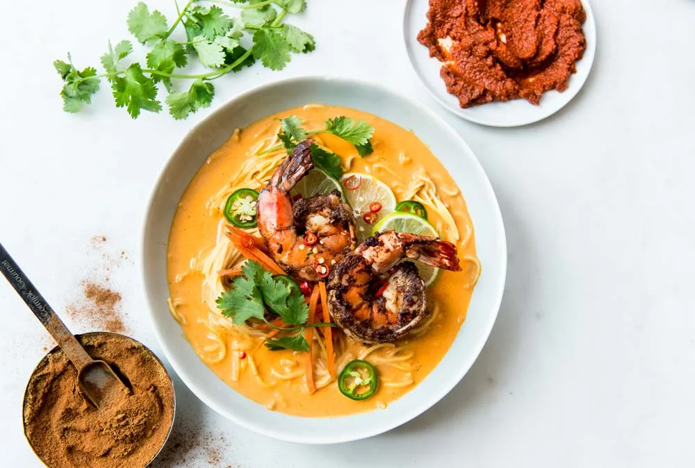 Red Curry Noodle Bowl with Spice Rubbed Shrimp (Spice Florida Entrée)