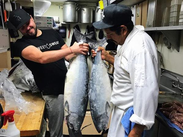 Chefs Dustin Trani and Esteban Munoz from J. Trani's Ristorante