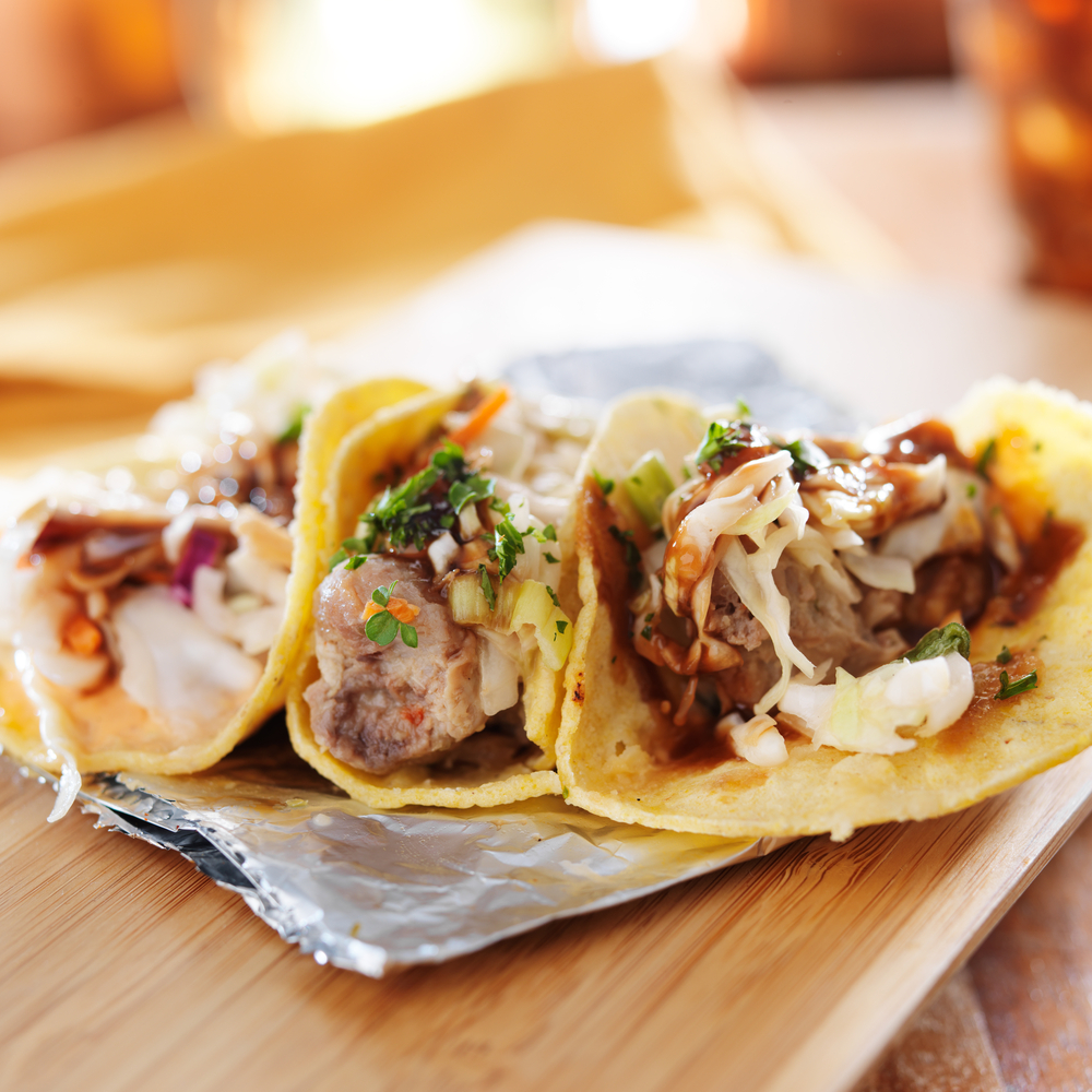 Three asian pork tacos | Shutterstock