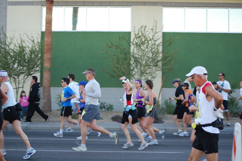 Still smiling early in the race!