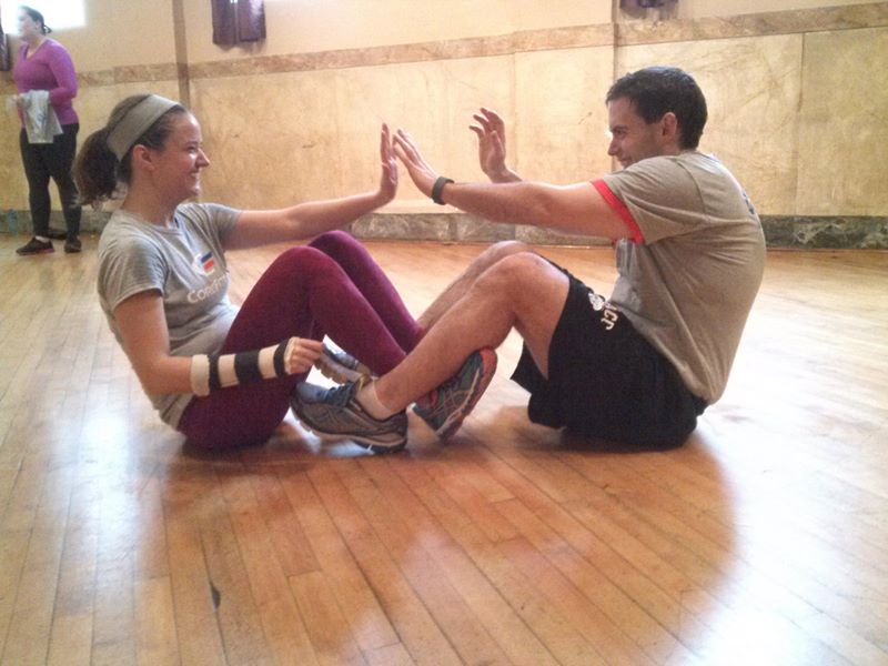 High-five situps, Rachel and Ryan-style!