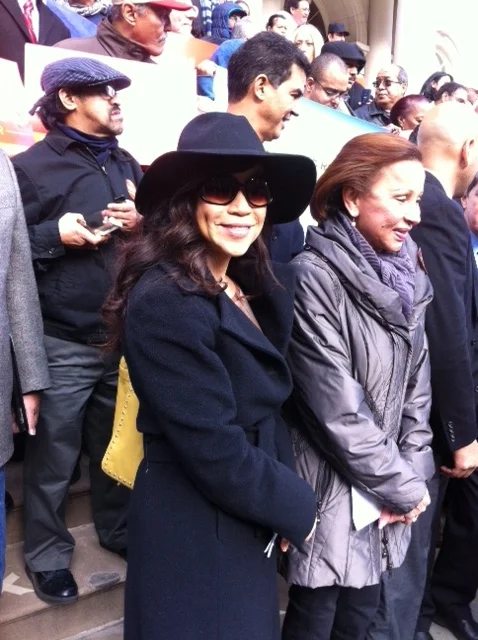 Actress Rosie Perez at Bill de Blasio rally. ©2013 Rita Rivera