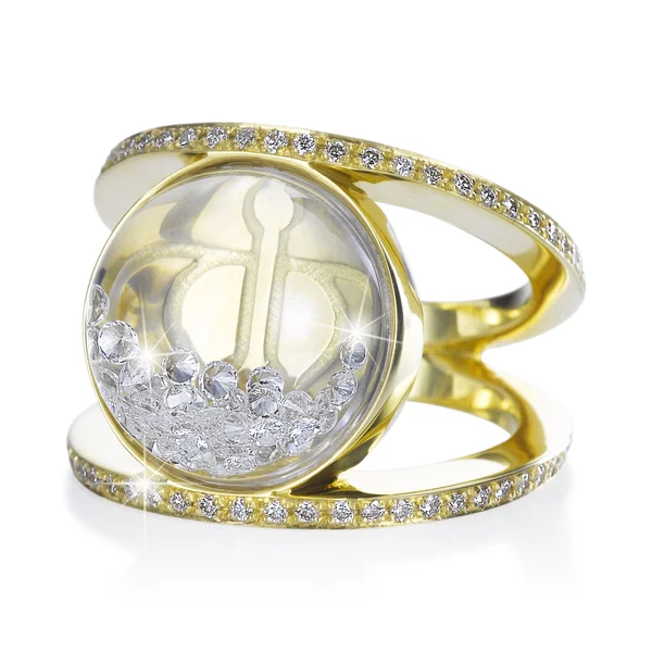 Royal Asscher "Stars" floating-diamonds ring worn by Princess Beatrix.
