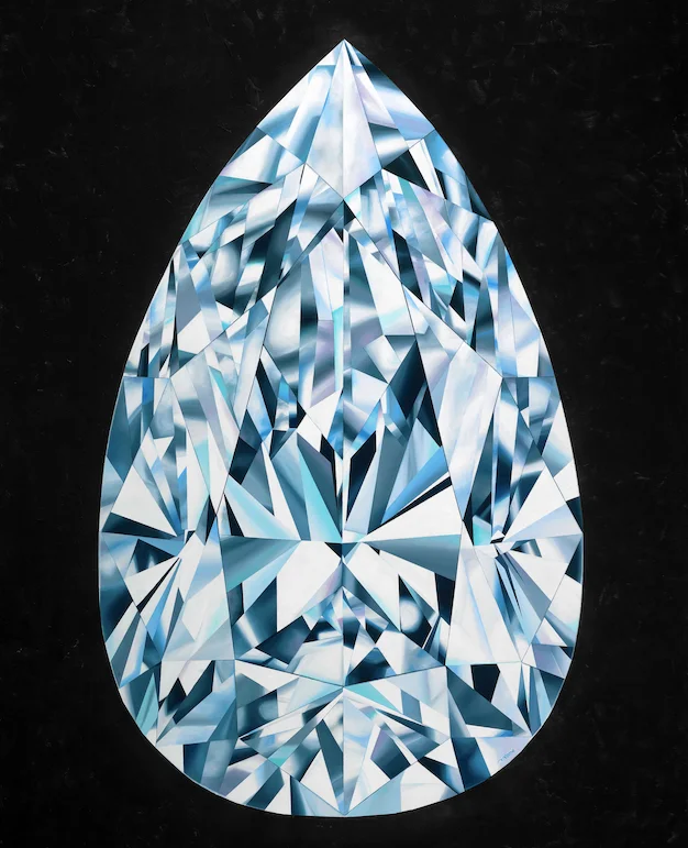 The Portrait of Perfection - A Pear Shaped Diamond Painting by Reena Ahluwalia