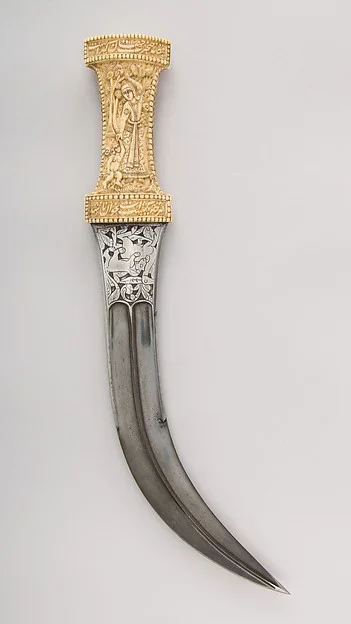 Dagger (Jambiya), 18-19th century, Qajar, Persia. Image: The Metropolitan Museum of Art. Steel, ivory.