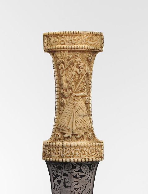 Detail: Dagger (Jambiya), 18-19th century, Qajar, Persia. Image: The Metropolitan Museum of Art. Steel, ivory.