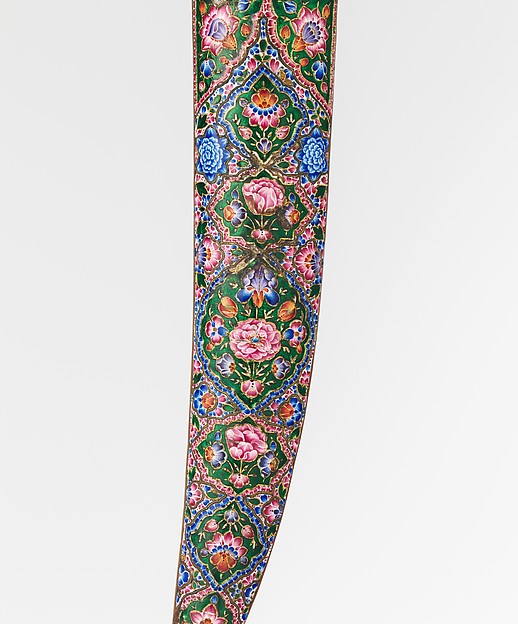 Detail: Dagger (Khanjar) with Sheath, 19th century, Qajar, Persia. Image: The Metropolitan Museum of Art. Medium: Steel, gold, gemstone, copper, enamel, wood