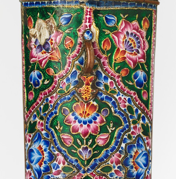 Detail: Dagger (Khanjar) with Sheath, 19th century, Qajar, Persia. Image: The Metropolitan Museum of Art. Medium: Steel, gold, gemstone, copper, enamel, wood