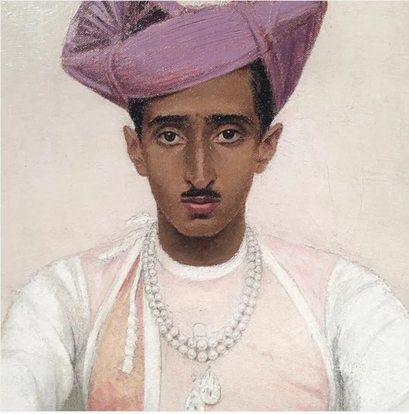 Bernard Boutet de Monvel, The Maharadjah (Maharaja) of Indore, Oil on canvas, 1933. 85 x 85 cm, Estimate : 300.000 – 500.000 € and sold in 2016 for €2,499,000. Image: Sotheby’s. Maharaja is wearing two magnificent 47-carat diamonds (the Pears of Indore) around his neck.