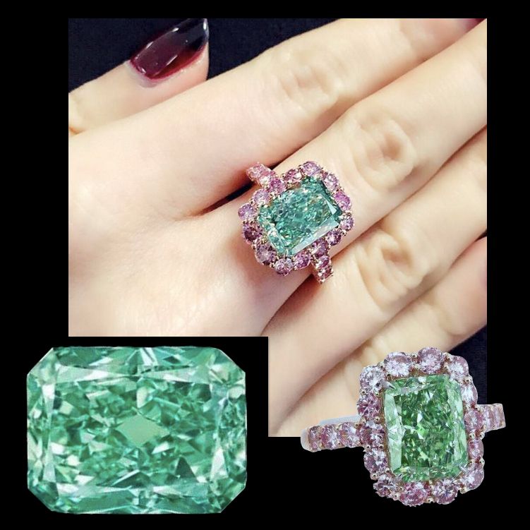'Aurora Green' is a 5.03 carat Fancy Vivid Green diamond, one of the rarest colour grading for a diamond and the largest of its kind ever to be offered at auction. Christie's auction, Hong Kong on May 31, 2016. Image: Christie's