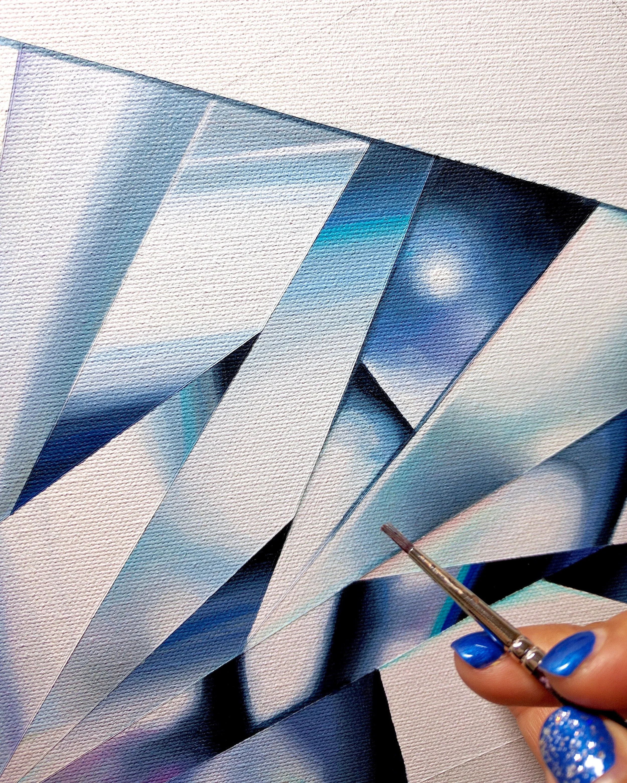 Polished diamonds are pure precision! If you know your diamonds, you totally know this! My paintings, just like my jewelry pieces capture precision and pay tribute to this poetry in geometry. Progress of 'Pure Heart', my white heart-shaped diamond painting from 'Diamond Portrait Series'. ©Reena Ahluwalia