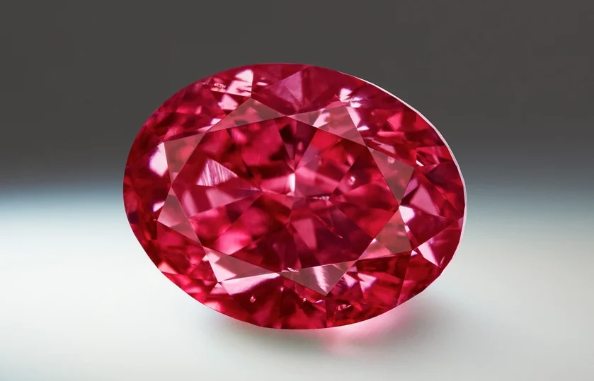 The oval-shaped “Argyle Muse,” a 2.28-carat fancy purplish-red diamond, was the most expensive stone sold as part of Rio Tinto’s 2018 tender. Image: Rio Tinto Diamonds.