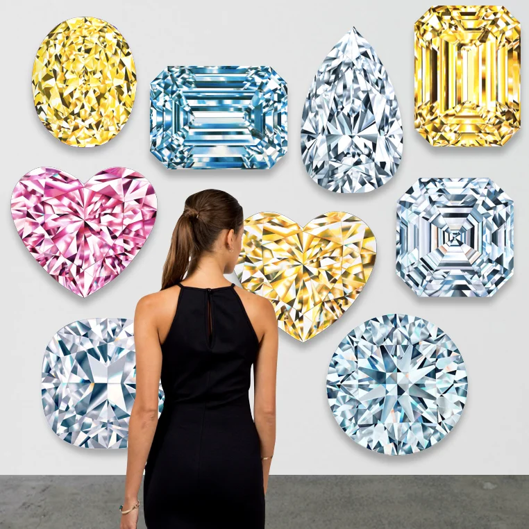 Artist Reena Ahluwalia’s 'Diamond Constellation' series. Available in all diamond shapes and colors. Reena creates only original paintings, so that they are coveted and all yours. The paintings look spectacular displayed together, like diamonds in the sky. As a set of shapes or as individual...they shine!