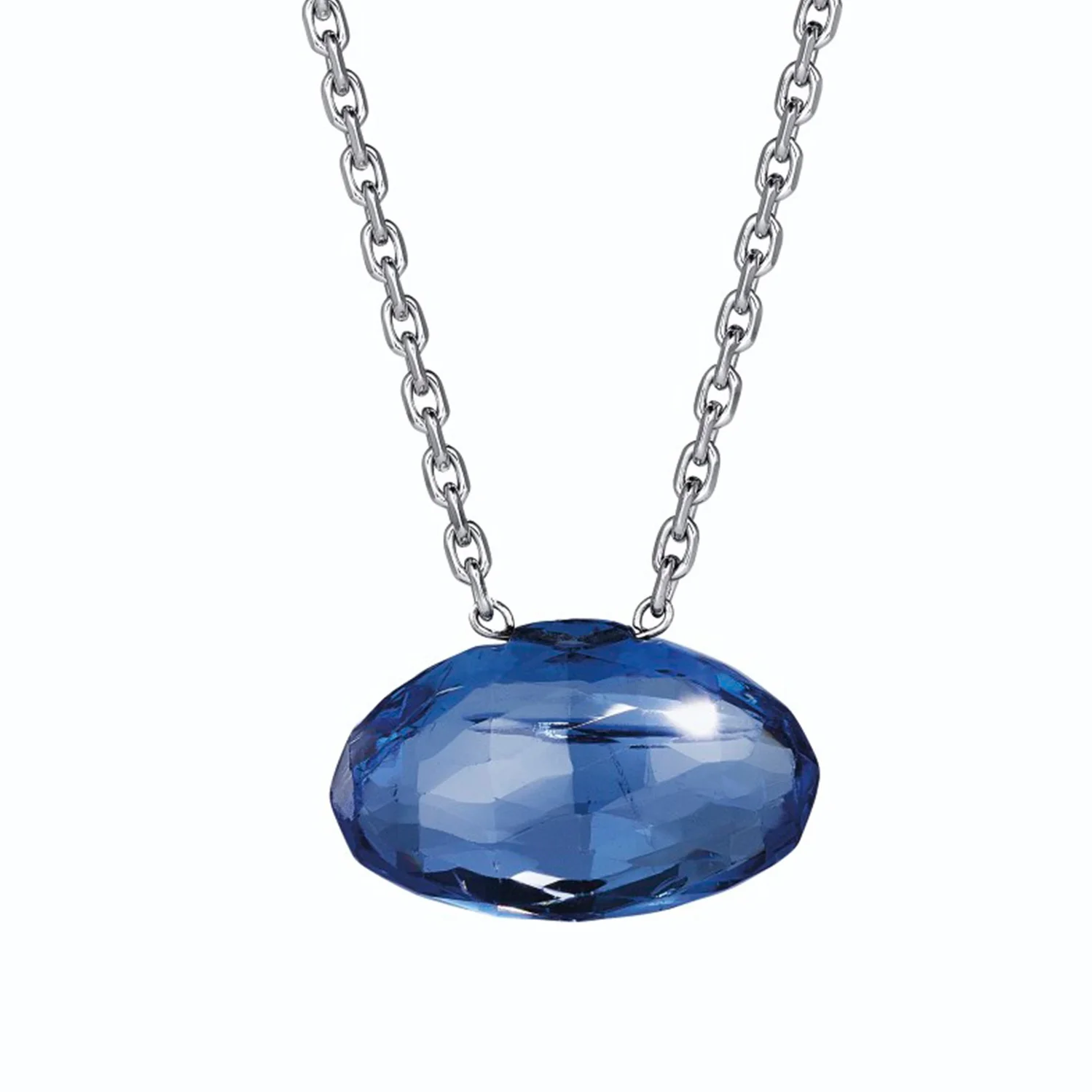 THE 'INDORE SAPPHIRE' TAVEEZ BEAD PENDANT NECKLACE, MOUNTED BY CARTIER. Oval-shaped sapphire taveez bead of 23.20 carats, 18th century, later added 18k white gold fine link chain. Owned by Maharaja Yeshwant Rao Holkar II of Indore. Image: Christie’s