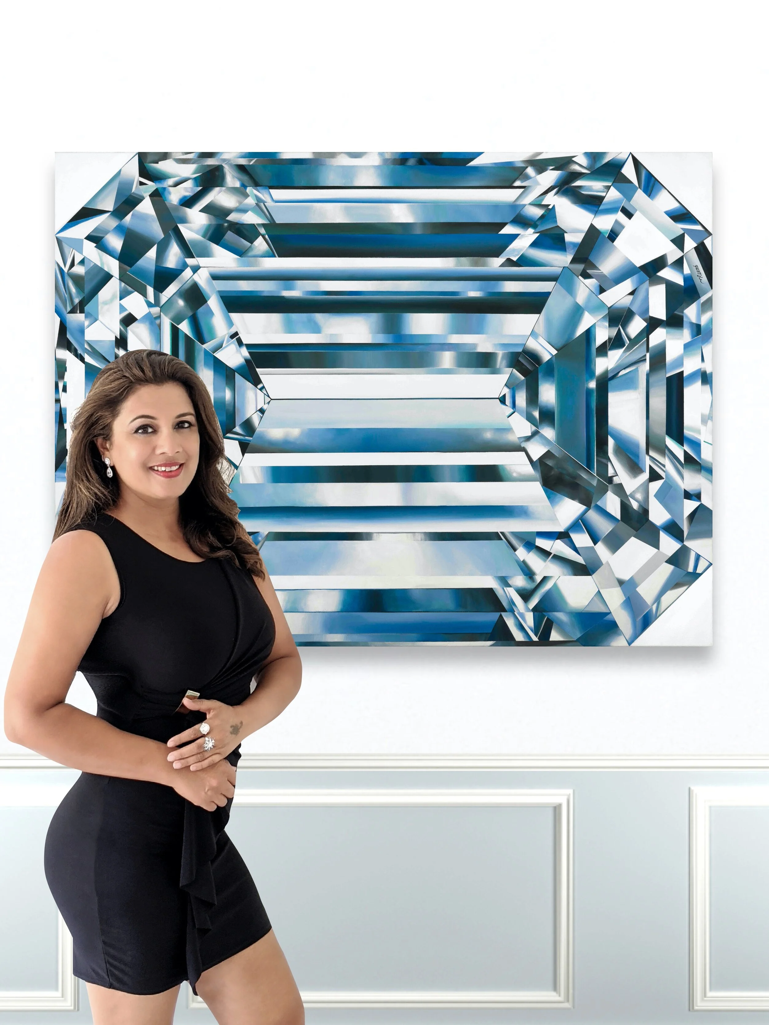 Blue emerald cut diamond painting by Reena Ahluwalia.jpeg