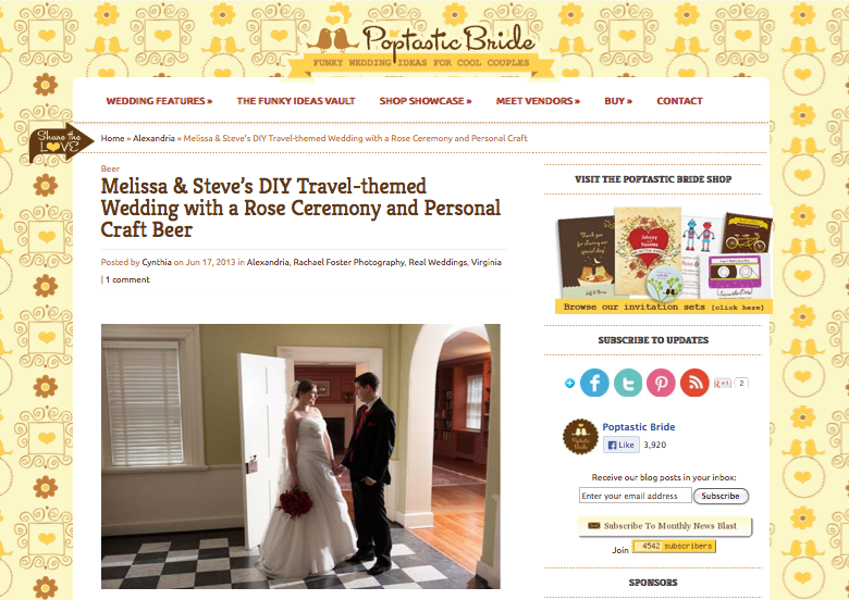 Melissa & Steve’s DIY Travel-themed Wedding with a Rose Ceremony and Personal Craft Beer