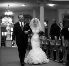 Heidi decided to go with a fuller veil to add a bit more pep to her walk down the aisle.