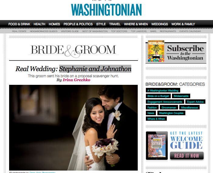 Stephanie & Jonathon America on Washingtonian Bride & Groom