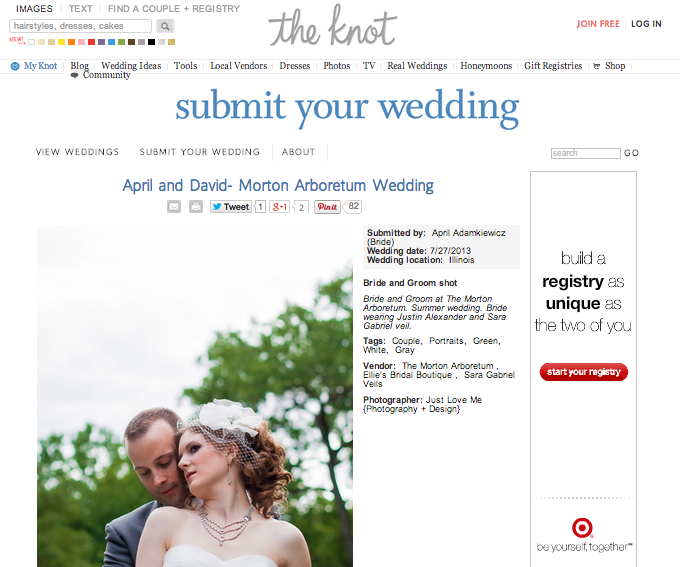 April + David Arboretum Wedding featured on The Knot