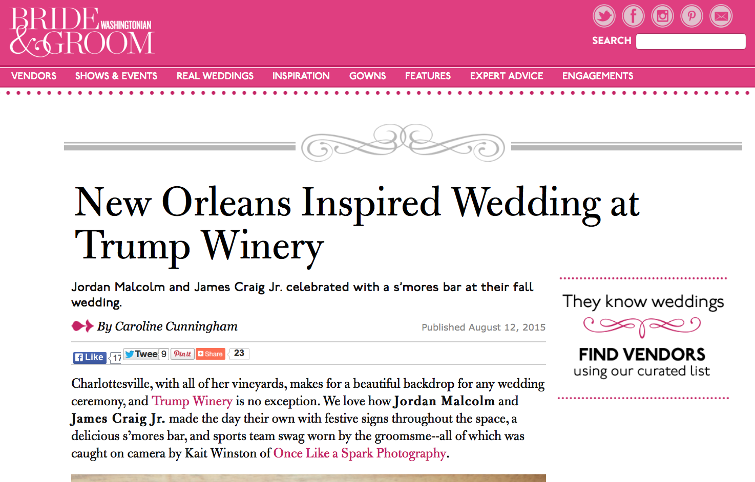 New Orleans Inspired Wedding at Trump Winery