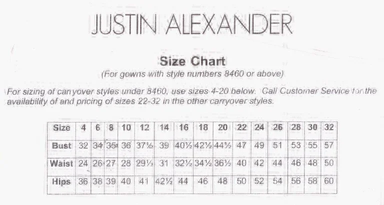 justin alexander sizing