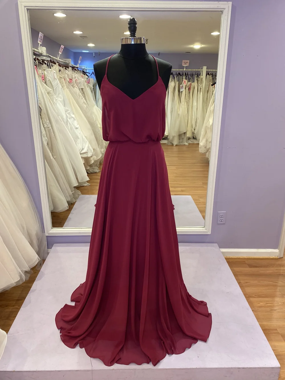 hayley paige bridesmaid dress size chart Hayley Paige Liquid Metallic Rose Maxi Formal Dress main image 0