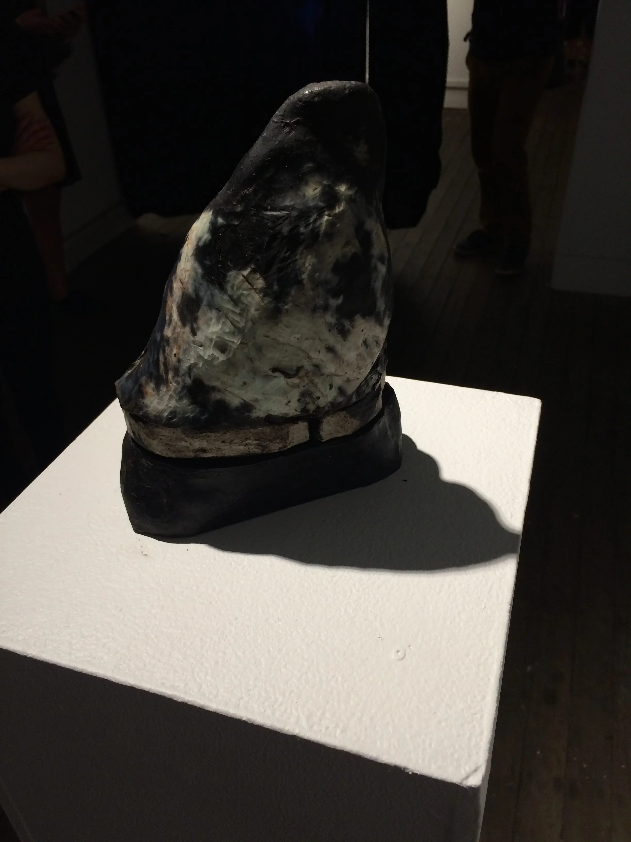 fuse and splinter #1 2015 resin, pigment and plaster, approx. 35cm x 20cm x 20cm Installation photograph from exhibition ellipse: a project between two points at Gaffa Gallery, 2015 In association with Sunsiz Media Residency , Lightning Ridge, NSW, Australia