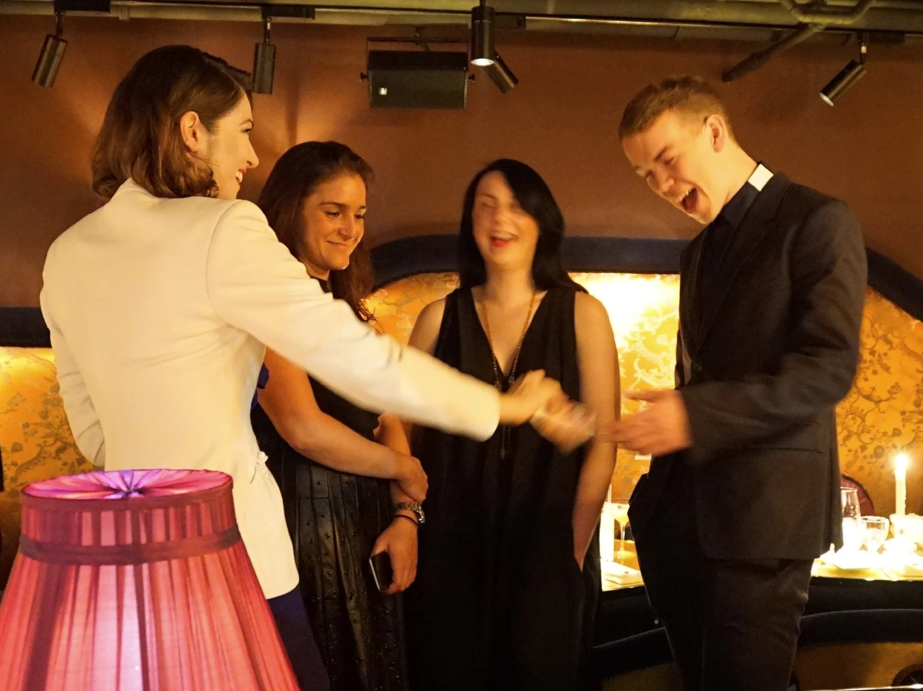 Katherine performing to Will Poulter at Marc Jacobs