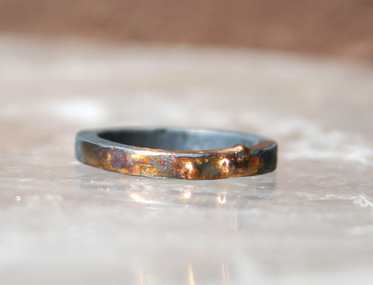 Heavy band- Gold and Oxidized Sterling Silver